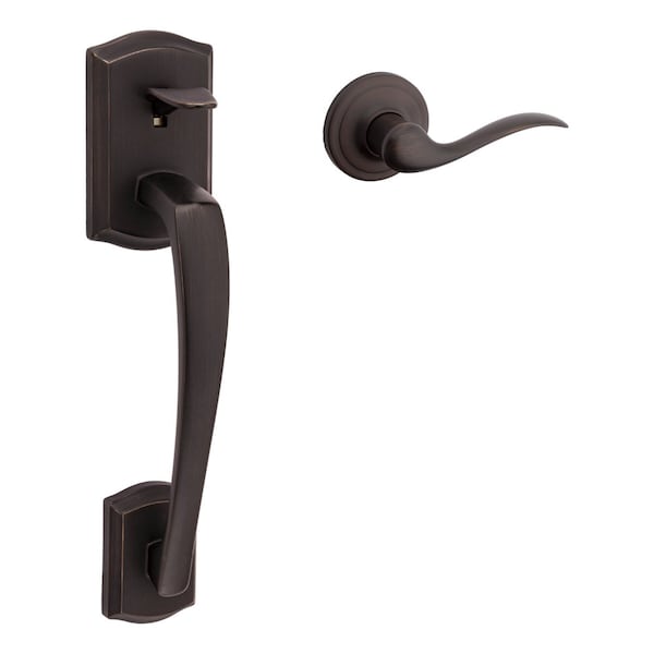 Prescott Passage Handleset, Tustin Lever Trim, No Deadbolt, RCAL Latch, Venetian Bronze Finish